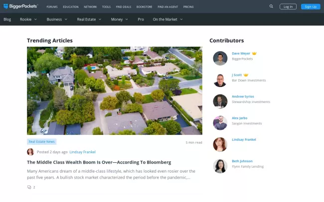 Screenshot of the BiggerPockets Blog