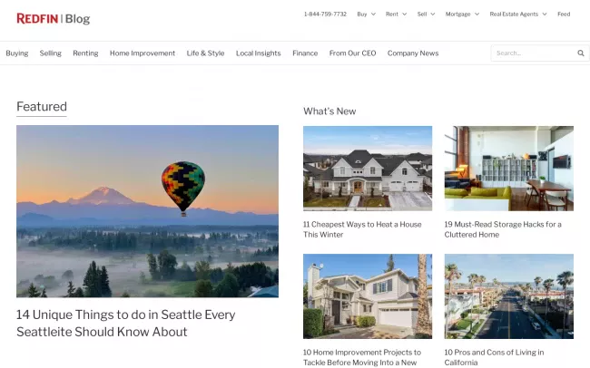 Screenshot of the Redfin Blog